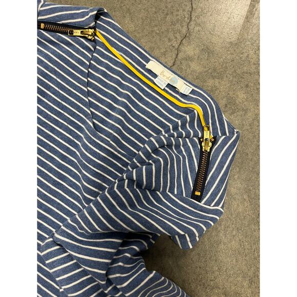 Boden Janie Stripe A-Line Dress Navy Grey Pockets 3/4 Sleeves Size 10L Women's - Picture 4 of 5